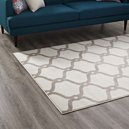 Beltara Chain Link Transitional Trellis 8x10 Area Rug, Fabric, Multi Ivory White 14898