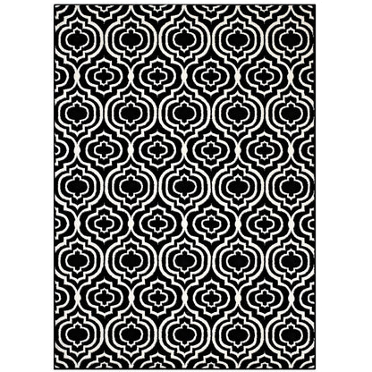 Frame Transitional Moroccan Trellis 5x8 Area Rug, Fabric, Multi Black 14899