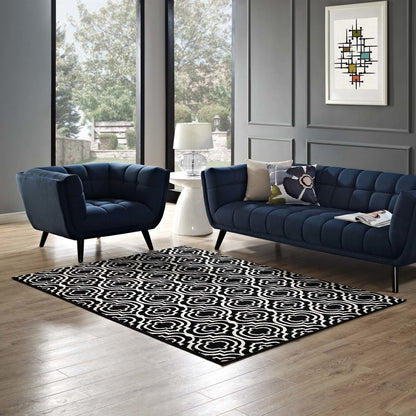Frame Transitional Moroccan Trellis 5x8 Area Rug, Fabric, Multi Black 14899