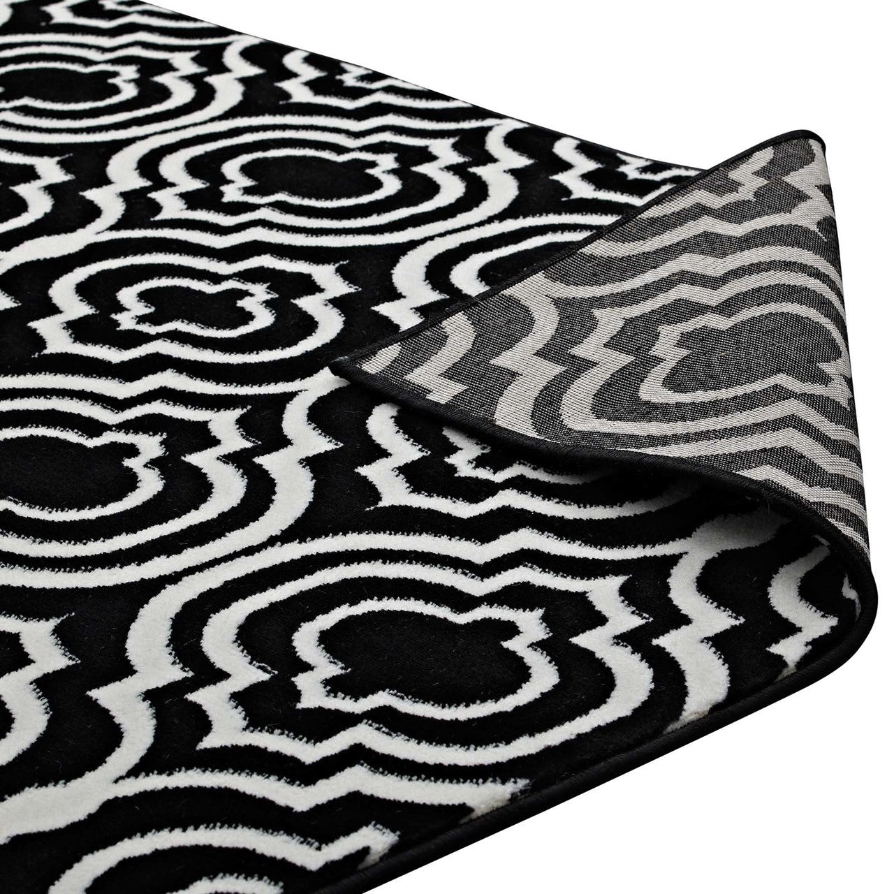 Frame Transitional Moroccan Trellis 8x10 Area Rug, Fabric, Multi Black 14900