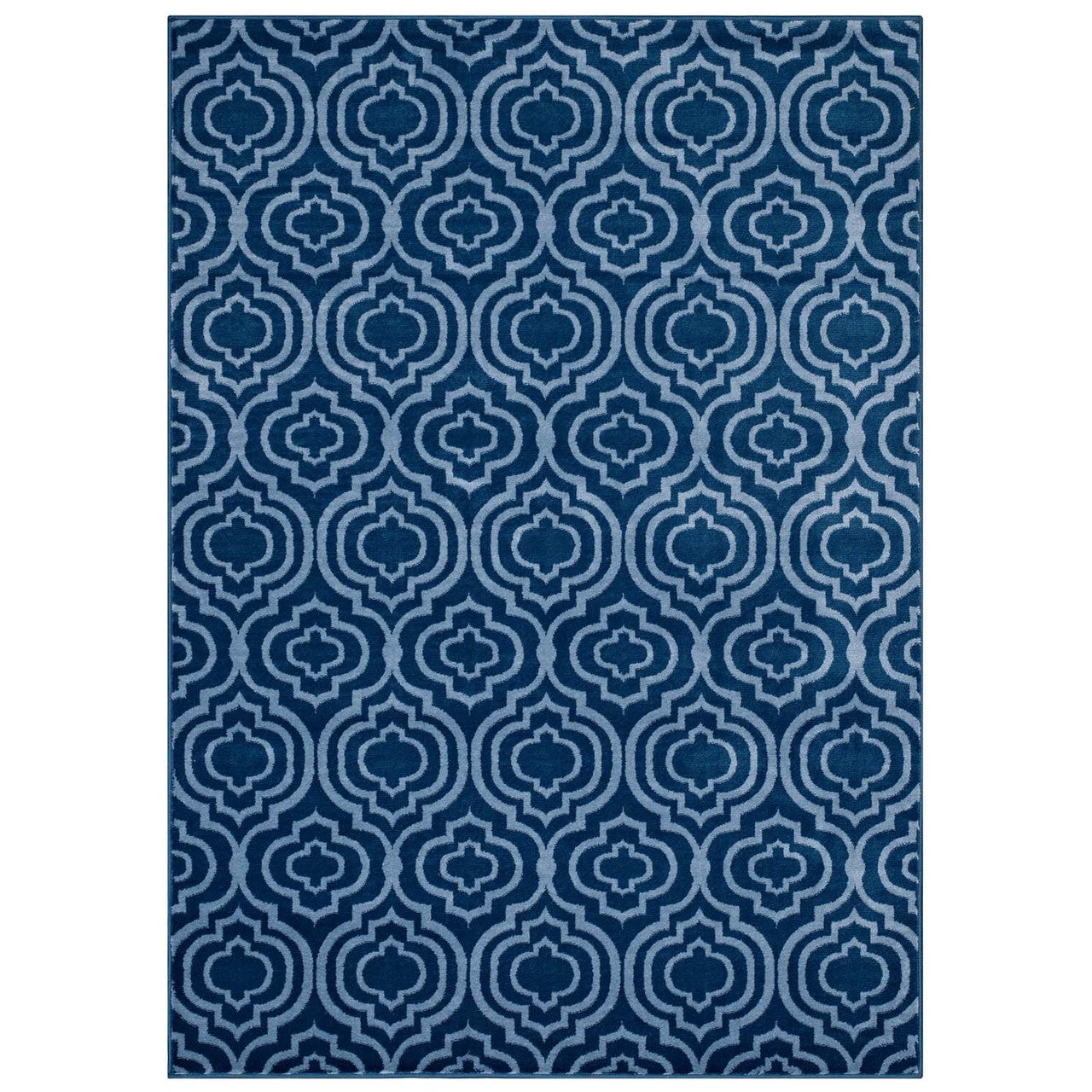 Frame Transitional Moroccan Trellis 5x8 Area Rug, Fabric, Multi Navy Blue 14901