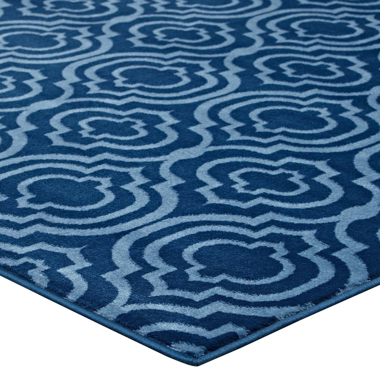 Frame Transitional Moroccan Trellis 5x8 Area Rug, Fabric, Multi Navy Blue 14901