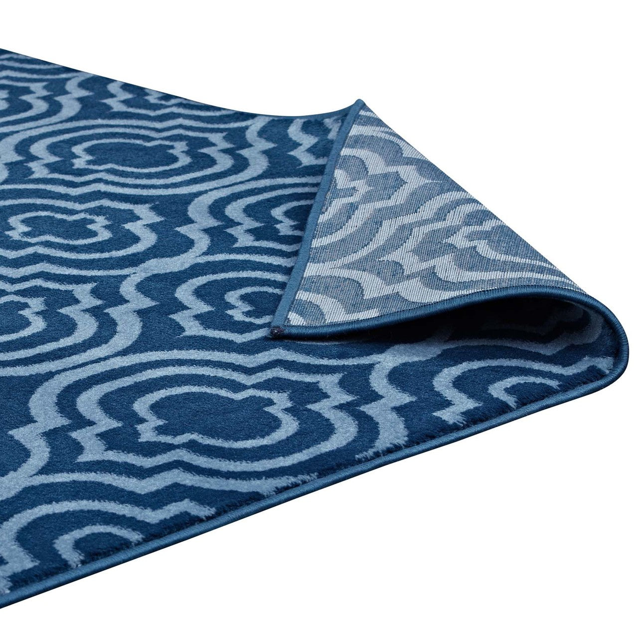 Frame Transitional Moroccan Trellis 5x8 Area Rug, Fabric, Multi Navy Blue 14901