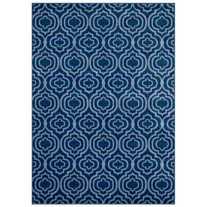 Frame Transitional Moroccan Trellis 8x10 Area Rug, Fabric, Multi Navy Blue 14902