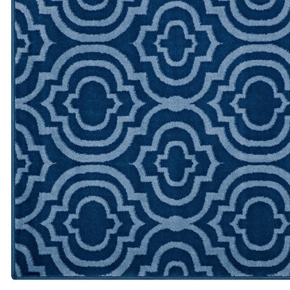 Frame Transitional Moroccan Trellis 8x10 Area Rug, Fabric, Multi Navy Blue 14902