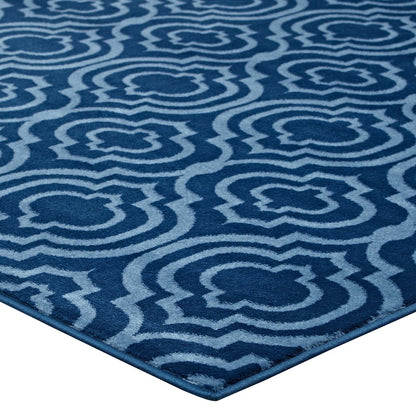 Frame Transitional Moroccan Trellis 8x10 Area Rug, Fabric, Multi Navy Blue 14902