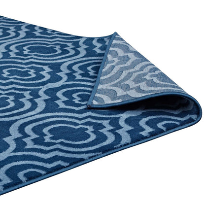 Frame Transitional Moroccan Trellis 8x10 Area Rug, Fabric, Multi Navy Blue 14902