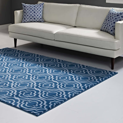Frame Transitional Moroccan Trellis 8x10 Area Rug, Fabric, Multi Navy Blue 14902