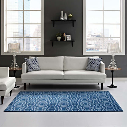 Frame Transitional Moroccan Trellis 8x10 Area Rug, Fabric, Multi Navy Blue 14902