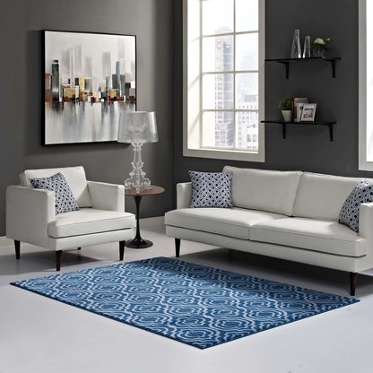 Frame Transitional Moroccan Trellis 8x10 Area Rug, Fabric, Multi Navy Blue 14902