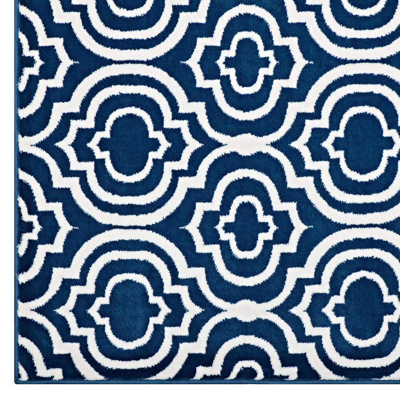 Frame Transitional Moroccan Trellis 5x8 Area Rug, Fabric, Multi Navy Blue 14903