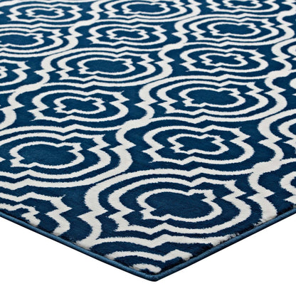 Frame Transitional Moroccan Trellis 8x10 Area Rug, Fabric, Multi Navy Blue 14904