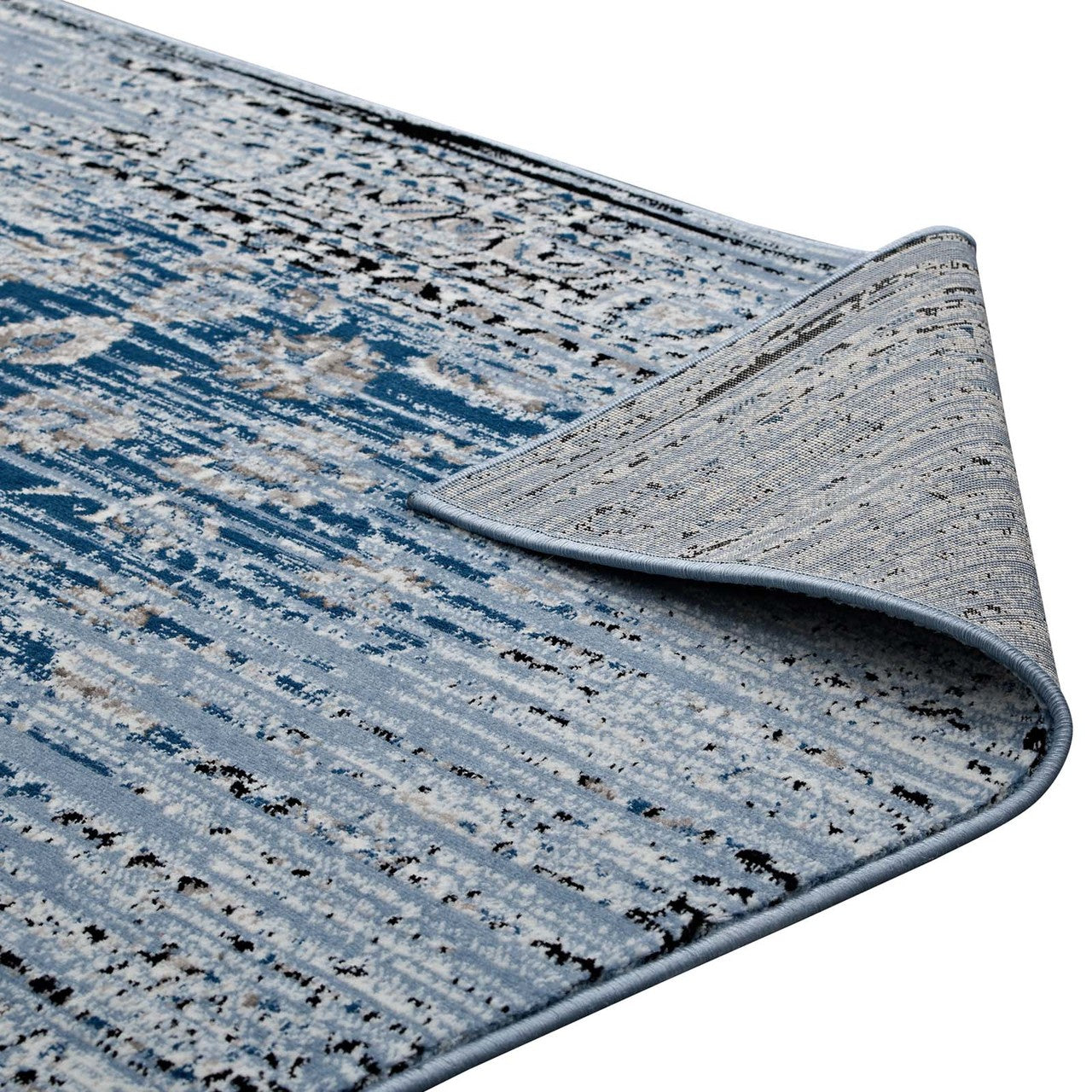 Chiara Distressed Floral Lattice Contemporary 5x8 Area Rug, Fabric, Antique  Blue 14905