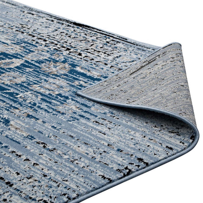 Chiara Distressed Floral Lattice Contemporary 5x8 Area Rug, Fabric, Antique  Blue 14905