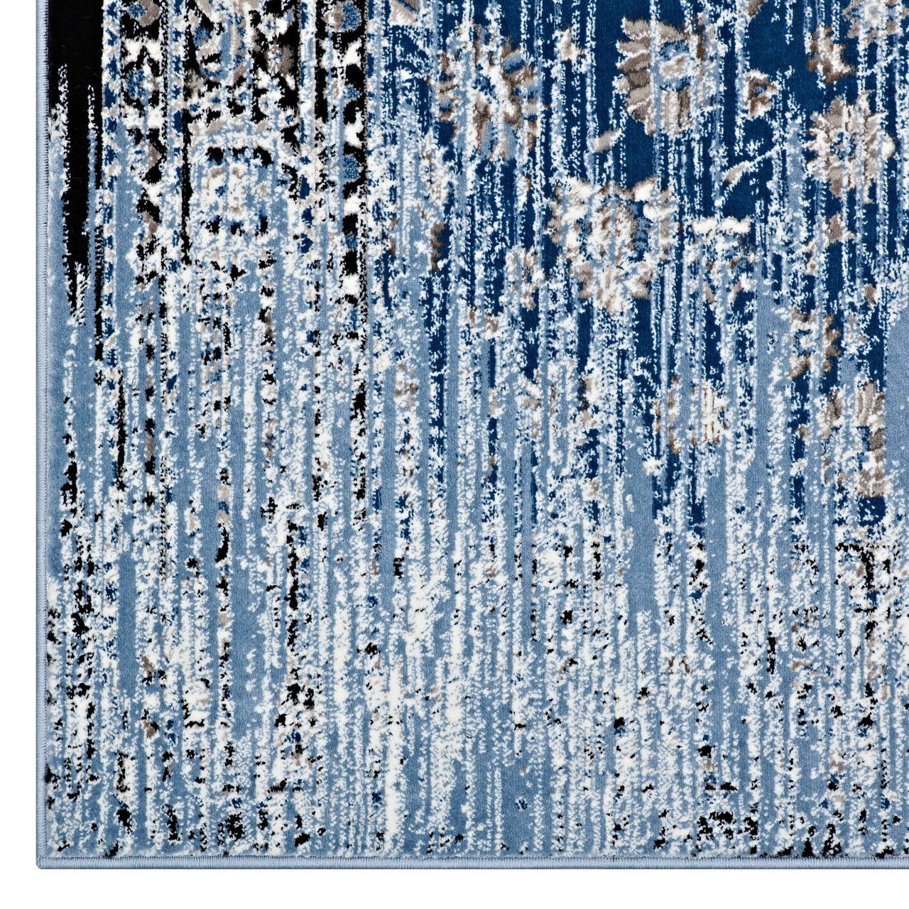Chiara Distressed Floral Lattice Contemporary 8x10 Area Rug, Fabric, Antique  Blue 14906