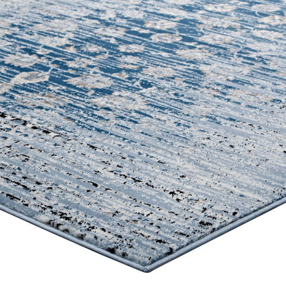 Chiara Distressed Floral Lattice Contemporary 8x10 Area Rug, Fabric, Antique  Blue 14906
