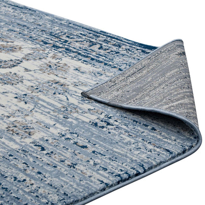 Chiara Distressed Floral Lattice Contemporary 5x8 Area Rug, Fabric, Antique  Blue 14907
