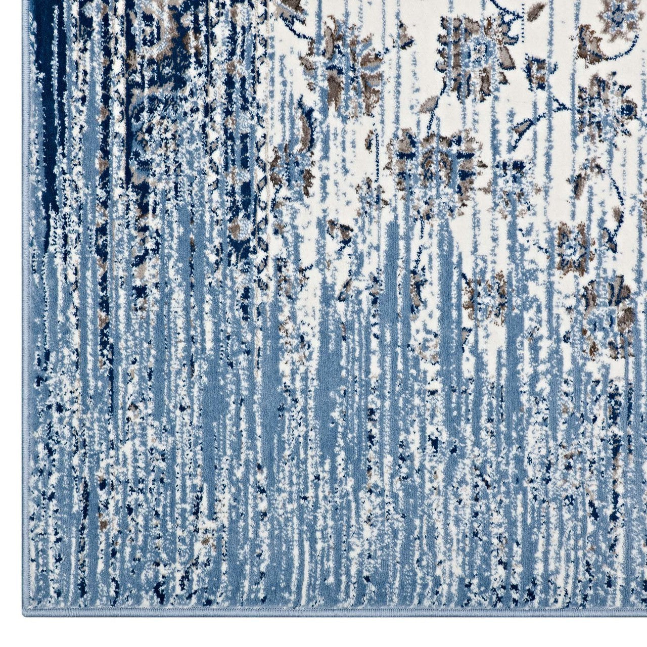 Chiara Distressed Floral Lattice Contemporary 8x10 Area Rug, Fabric, Antique  Blue 14908