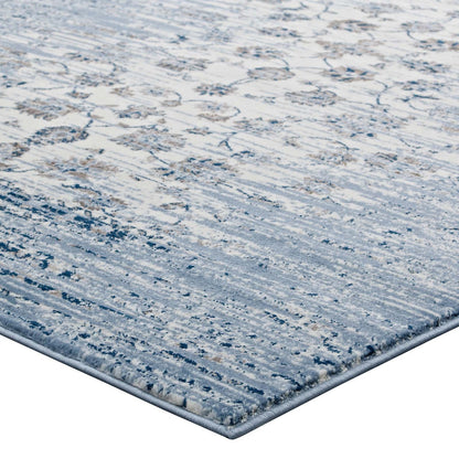 Chiara Distressed Floral Lattice Contemporary 8x10 Area Rug, Fabric, Antique  Blue 14908