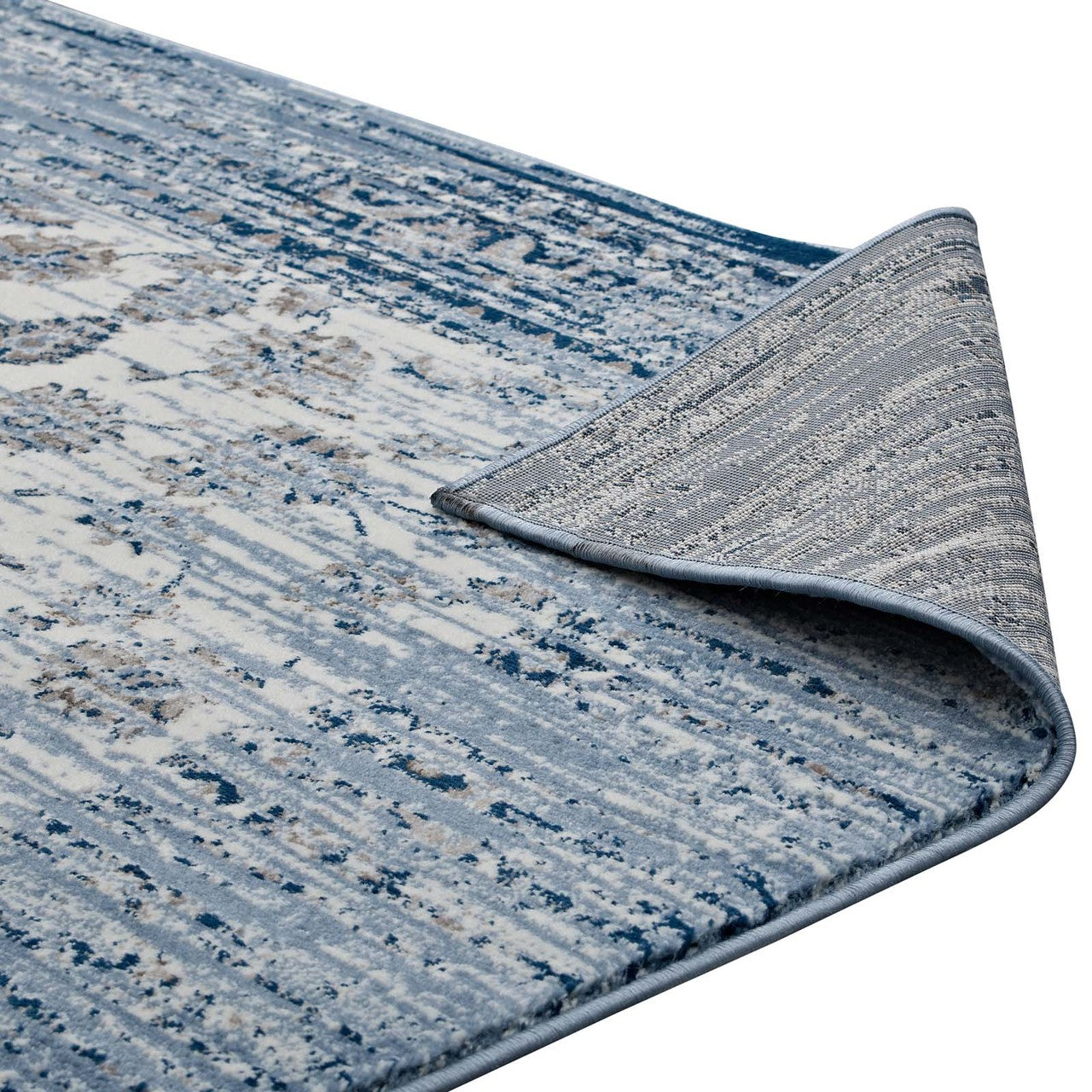 Chiara Distressed Floral Lattice Contemporary 8x10 Area Rug, Fabric, Antique  Blue 14908