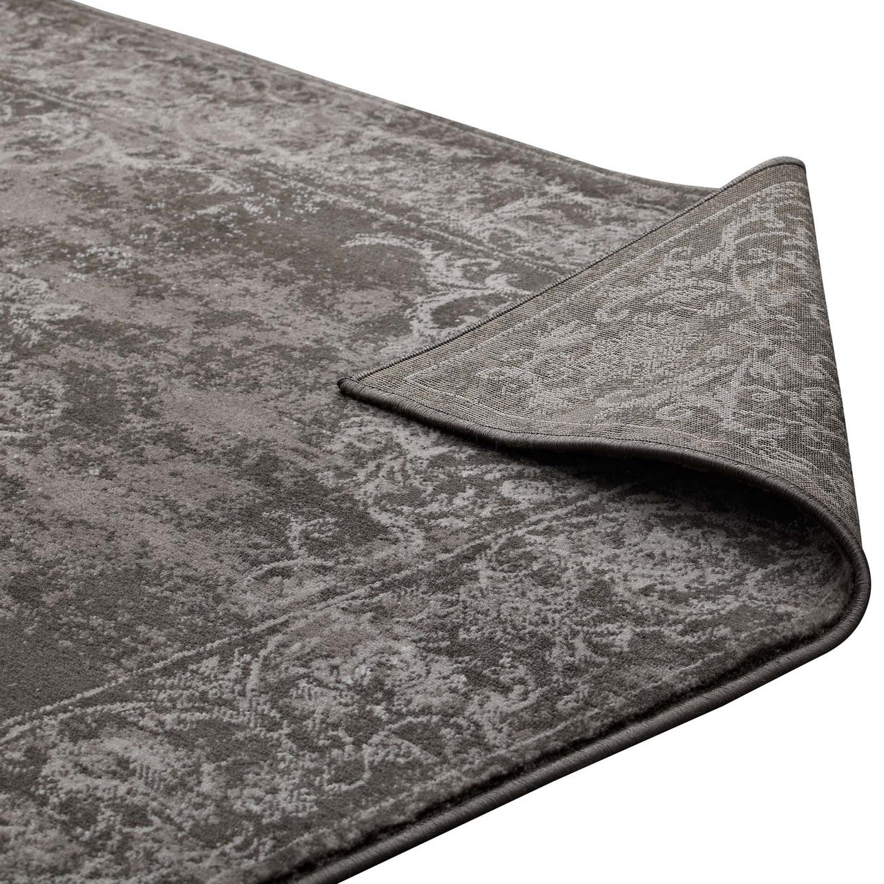 Gamela Rustic Vintage Ornate Floral Medallion 5x8 Area Rug, Fabric, Antique Disressed Brown 14909