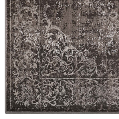 Gamela Rustic Vintage Ornate Floral Medallion 8x10 Area Rug, Fabric, Antique Disressed Brown 14910