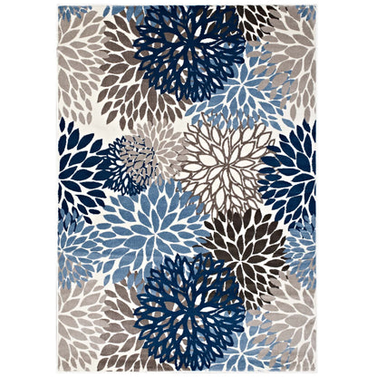 Calithea Vintage Classic Abstract Floral 4x6 Area Rug, Blue Brown Beige, 23083