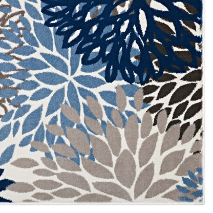 Calithea Vintage Classic Abstract Floral 4x6 Area Rug, Blue Brown Beige, 23083