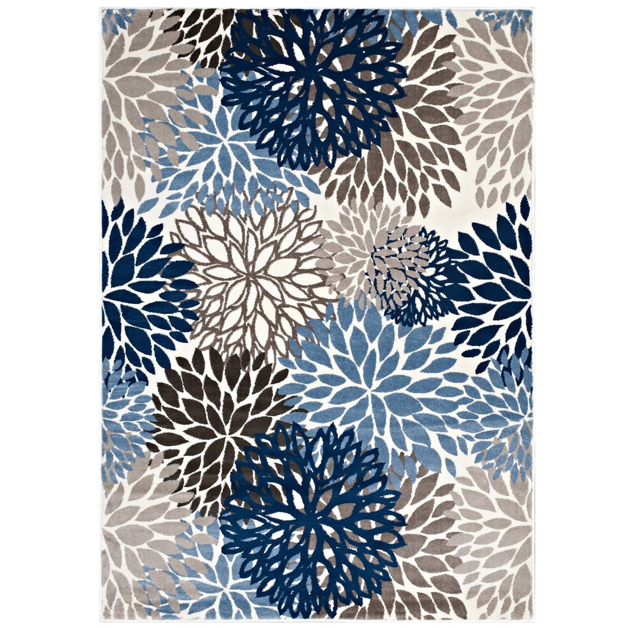 Calithea Vintage Classic Abstract Floral 8x10  Area Rug, Fabric, Multi Blue 14914