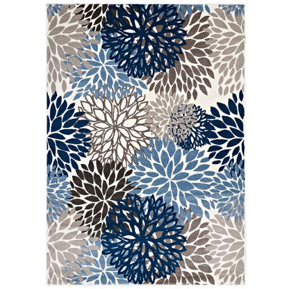 Calithea Vintage Classic Abstract Floral 8x10  Area Rug, Fabric, Multi Blue 14914