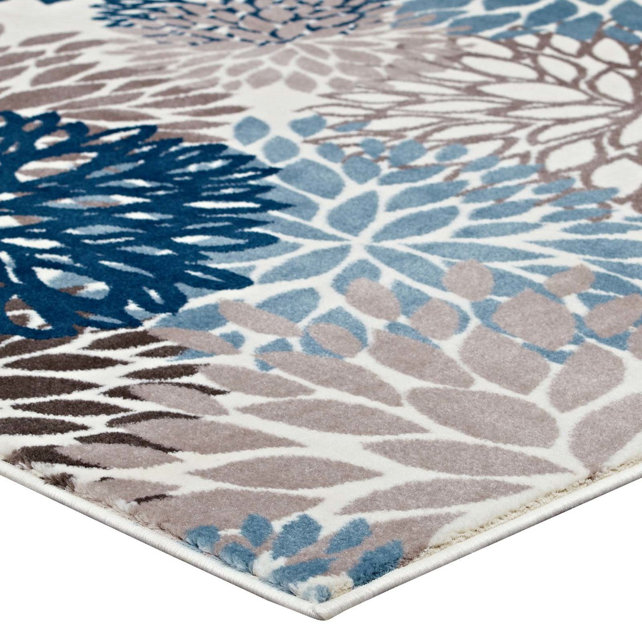 Calithea Vintage Classic Abstract Floral 8x10  Area Rug, Fabric, Multi Blue 14914