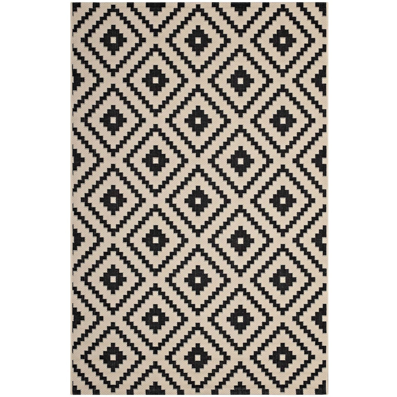 Perplex  Geometric Diamond Trellis 5x8 Indoor and Outdoor Area Rug, Fabric, Multi Beige 14915