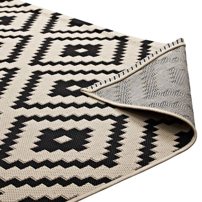 Perplex  Geometric Diamond Trellis 5x8 Indoor and Outdoor Area Rug, Fabric, Multi Beige 14915