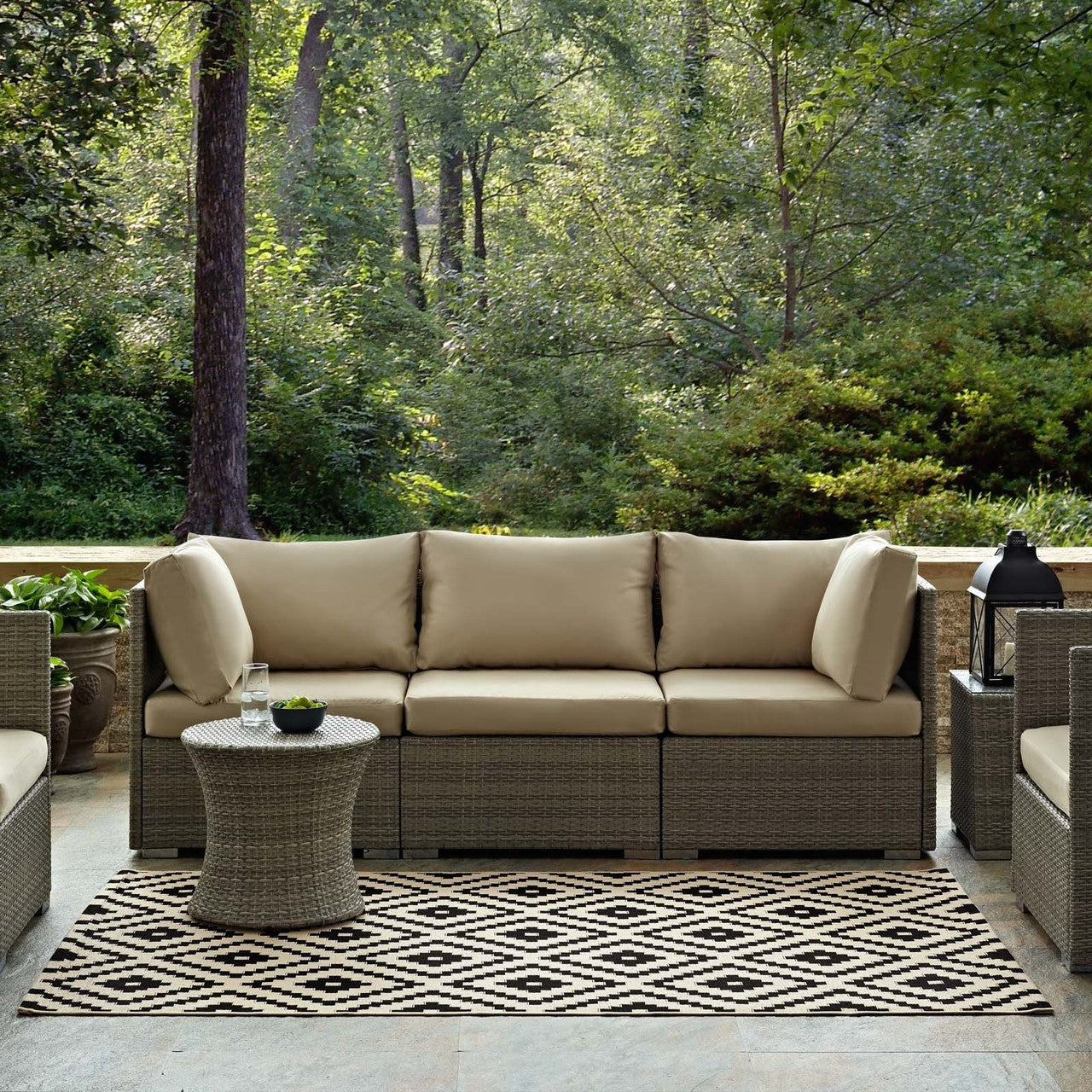 Perplex  Geometric Diamond Trellis 5x8 Indoor and Outdoor Area Rug, Fabric, Multi Beige 14915