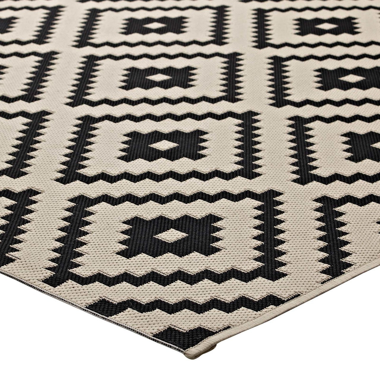 Perplex  Geometric Diamond Trellis 8x10 Indoor and Outdoor Area Rug, Fabric, Multi Beige 14916