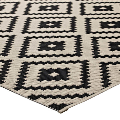 Perplex  Geometric Diamond Trellis 8x10 Indoor and Outdoor Area Rug, Fabric, Multi Beige 14916