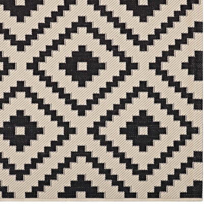 Perplex Geometric Diamond Trellis 9x12 Indoor and Outdoor Area Rug, Black Beige, 23086