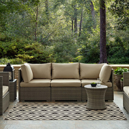 Perplex Geometric Diamond Trellis 9x12 Indoor and Outdoor Area Rug, Black Beige, 23086