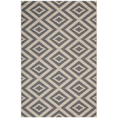 Jagged Geometric Diamond Trellis 8x10 Indoor and Outdoor Area Rug, Fabric, Grey Gray 14918