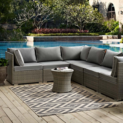 Jagged Geometric Diamond Trellis 9x12 Indoor and Outdoor Area Rug, Grey Gray and Beige, 23088