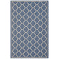 Avena Moroccan Quatrefoil Trellis 4x6 Indoor and Outdoor Area Rug, Blue Beige, 23089