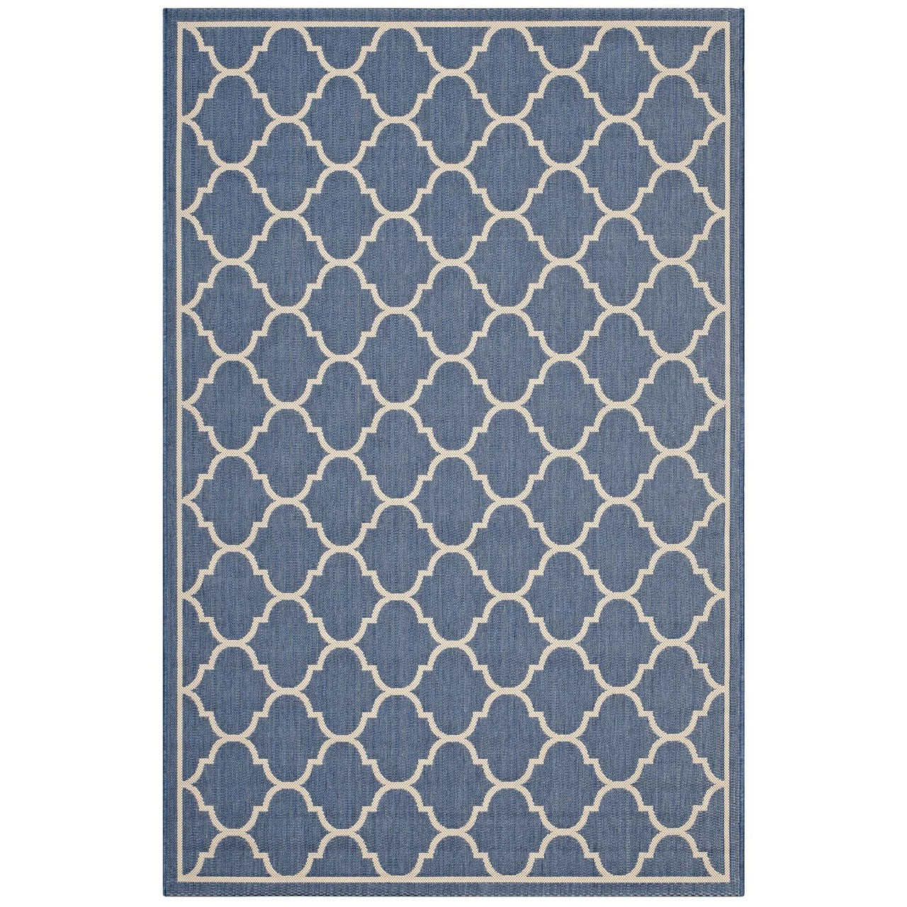 Avena Moroccan Quatrefoil Trellis 8x10 Indoor and Outdoor Area Rug, Fabric, Multi Blue 14922