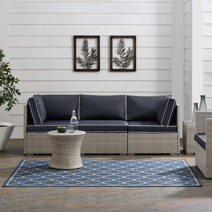 Avena Moroccan Quatrefoil Trellis 9x12 Indoor and Outdoor Area Rug, Blue Beige, 23090