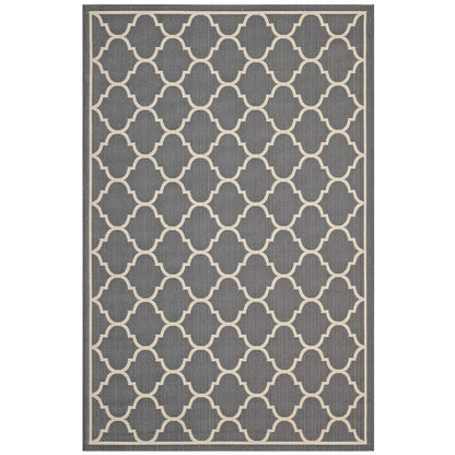Avena Moroccan Quatrefoil Trellis 5x8 Indoor and Outdoor Area Rug, Fabric, Grey Gray 14923