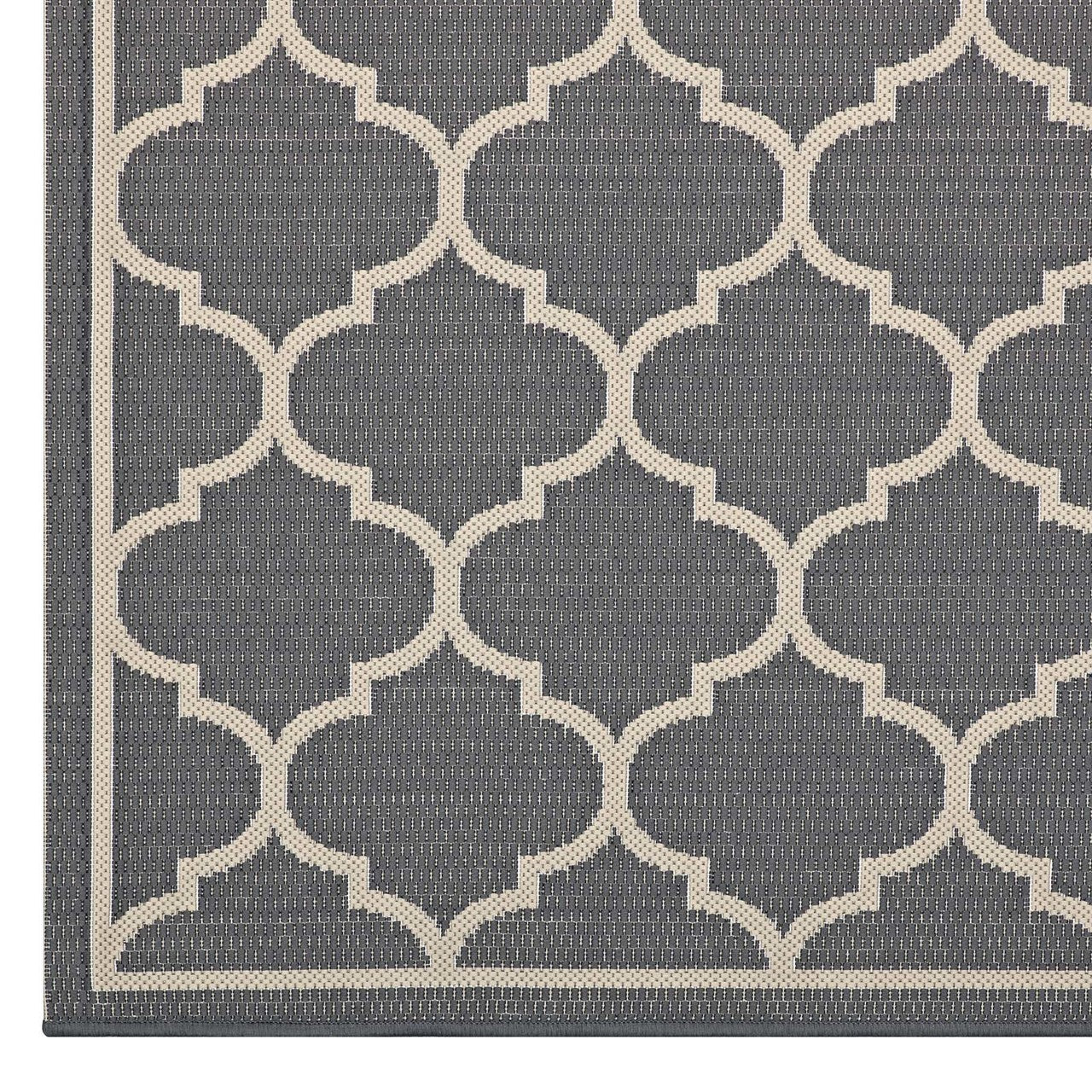 Avena Moroccan Quatrefoil Trellis 8x10 Indoor and Outdoor Area Rug, Fabric, Grey Gray 14924