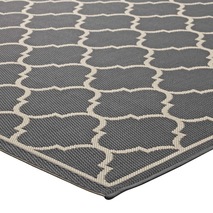 Avena Moroccan Quatrefoil Trellis 8x10 Indoor and Outdoor Area Rug, Fabric, Grey Gray 14924