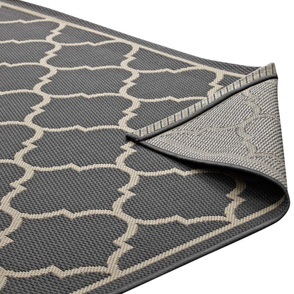 Avena Moroccan Quatrefoil Trellis 8x10 Indoor and Outdoor Area Rug, Fabric, Grey Gray 14924