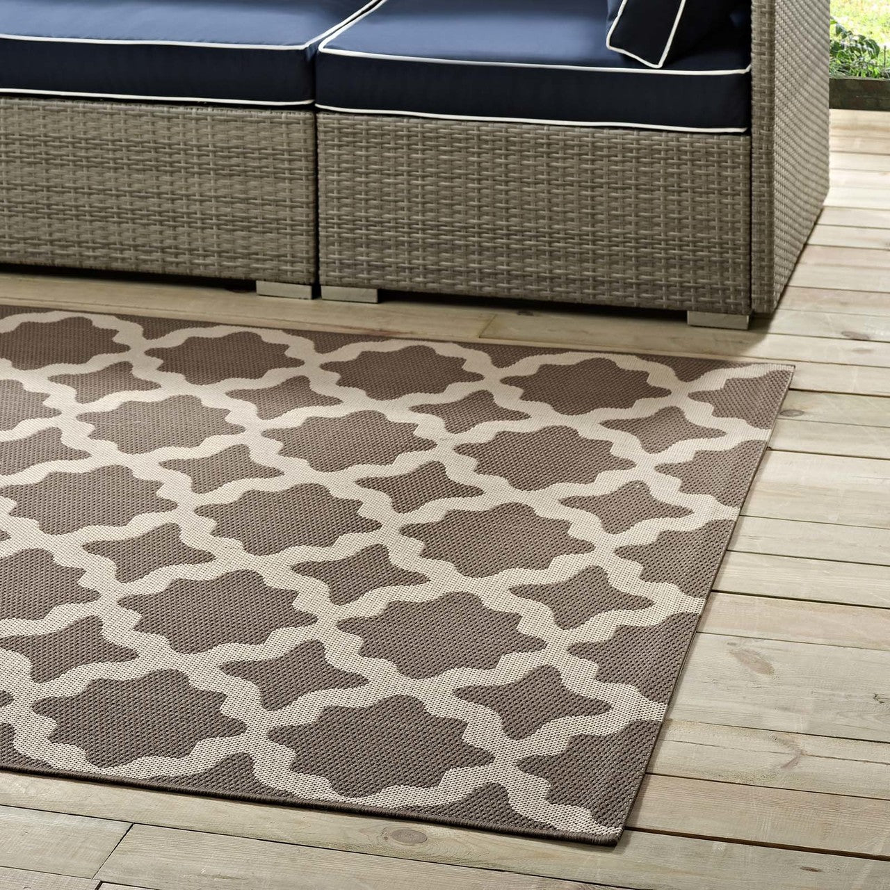 Cerelia Moroccan Trellis 8x10 Indoor and Outdoor Area Rug, Fabric, Multi Beige 14928