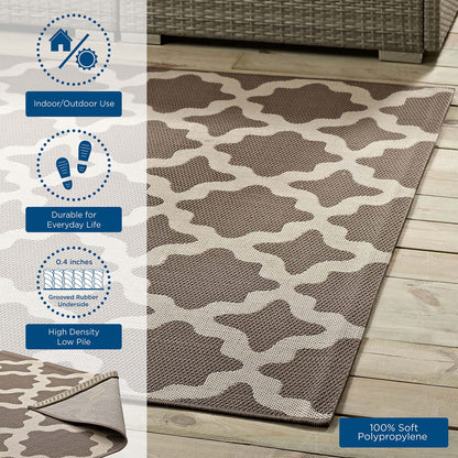 Cerelia Moroccan Trellis 9x12 Indoor and Outdoor Area Rug, Beige, 23093