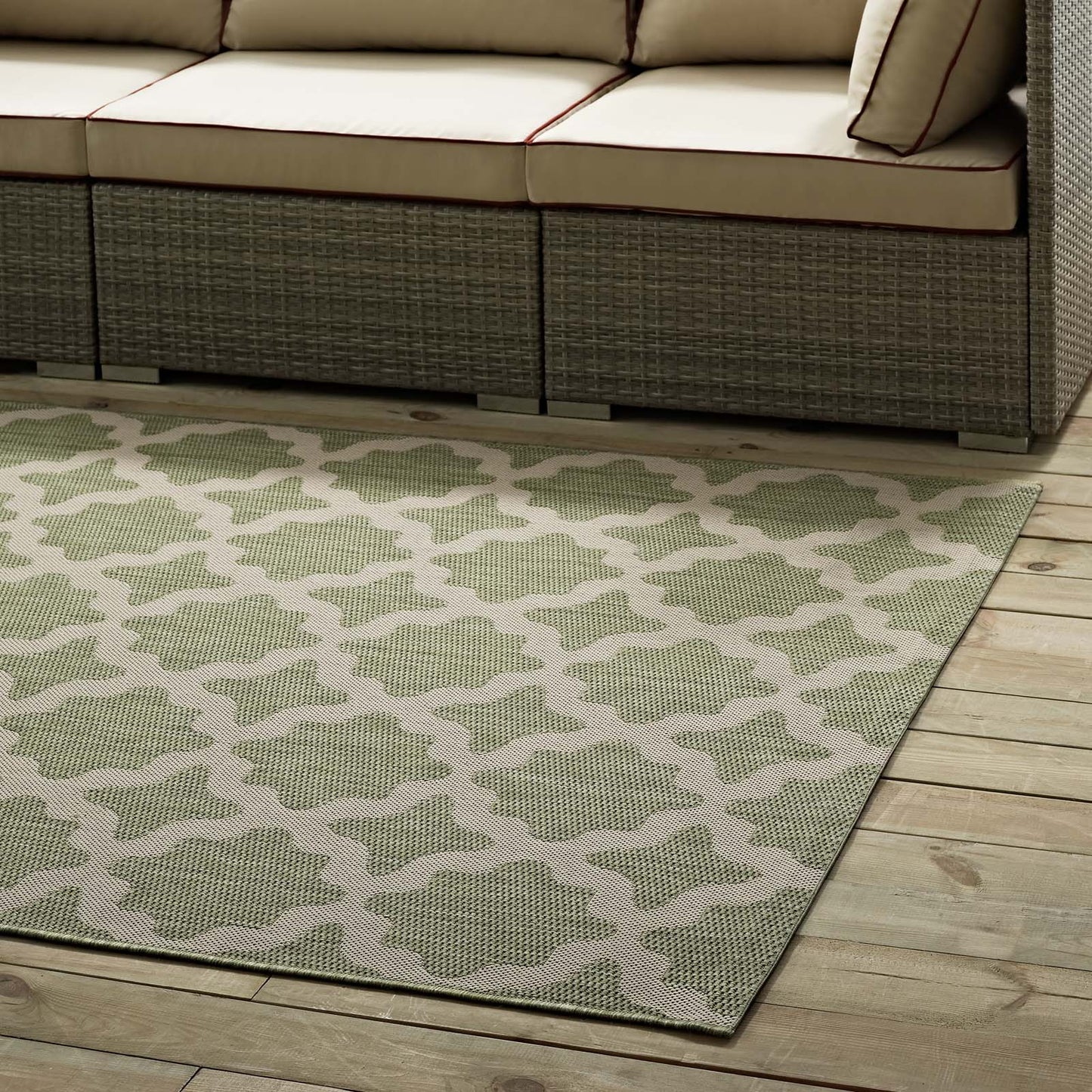 Cerelia Moroccan Trellis 4x6 Indoor and Outdoor Area Rug, Beige Green, 23094